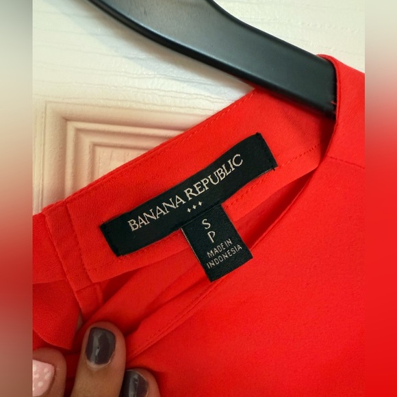 4/$20 Banana Republic Oversized Red Orange Flowy Bell Sleeve Blouse- size S- EUC - Picture 5 of 9